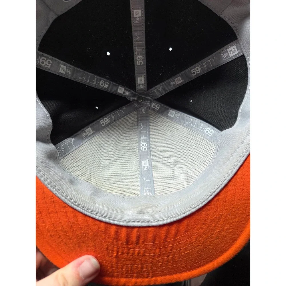 New‎ Era 59FIFTY Cincinnati Bengals NFL Fitted Hat Black Orange Size 7 3/8 Cap